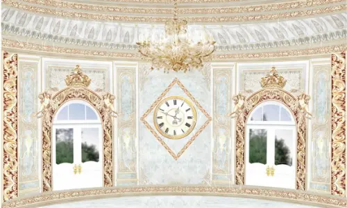 Painel Sublimado - Cinderela Luxo com relógio3x2m