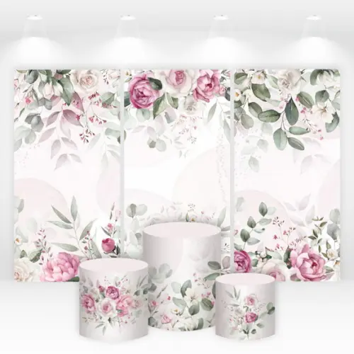 Trio de Capas de Painel e Cilindros Jardim Floral