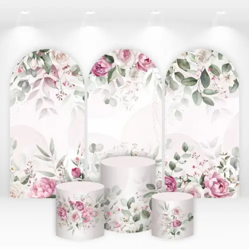 Trio de Capas de Painel e Cilindros Jardim Floral
