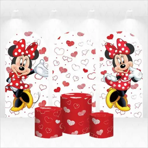 Trio de Capas de Painel e Cilindros Minnie Vermelha