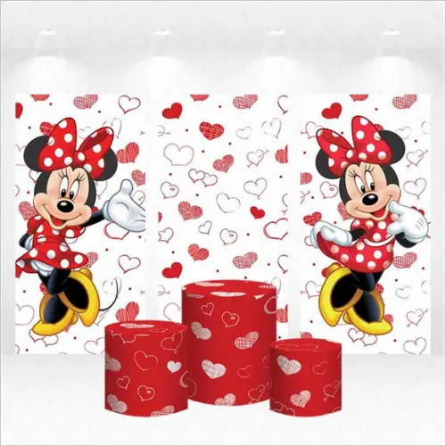 Trio de Capas de Painel e Cilindros Minnie Vermelha