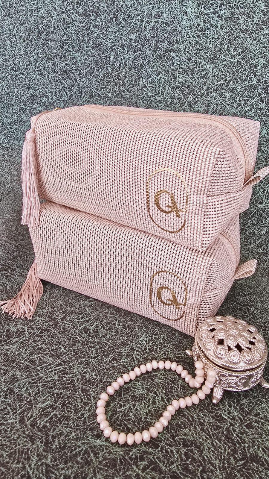 Necessaire box em tela - personalizada mais pingente franja