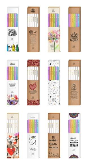Caixa c/ 6 Lápis + Marca Página, Person. Kit Inspire! M045