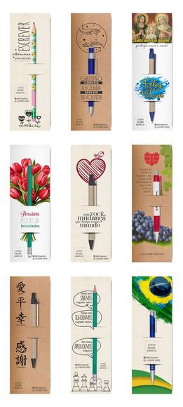 Card com Lápis e Borracha ou Caneta, Personalizado. M006.