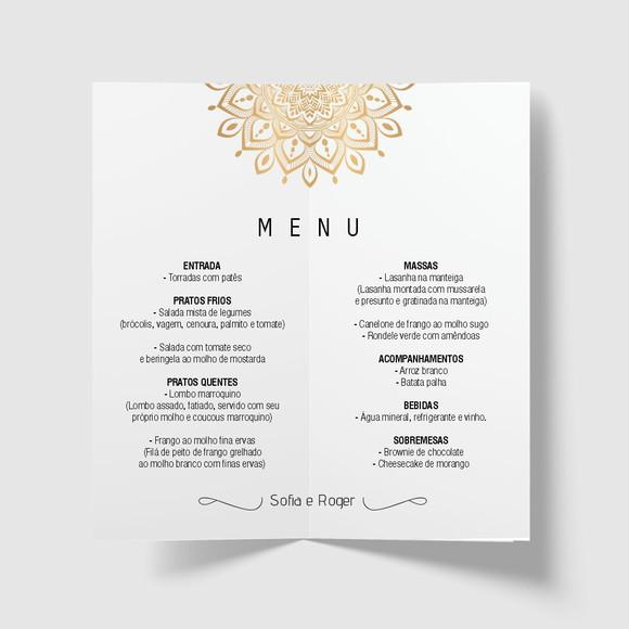 Cardápio / Menu Personalizado Casamento e Festas