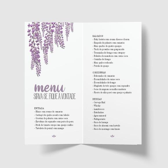 Cardápio / Menu Personalizado Casamento e Festas