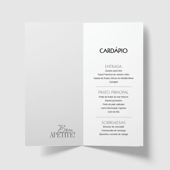 Cardápio / Menu Personalizado Casamento e Festas