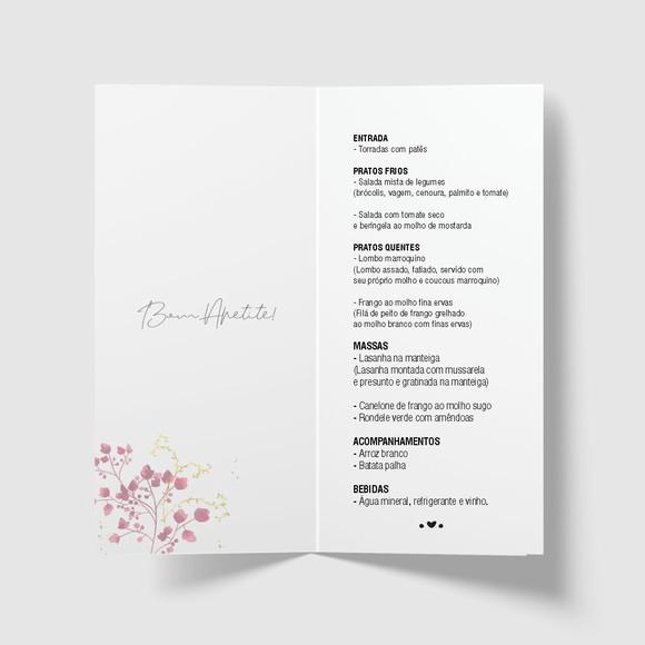 Cardápio / Menu Personalizado Casamento e Festas