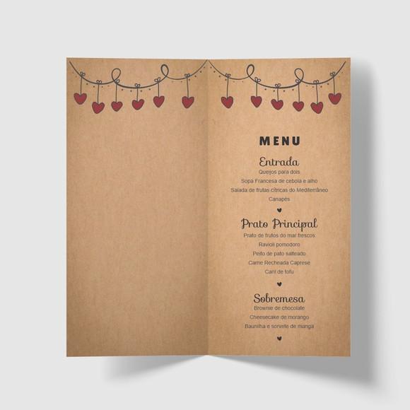 Cardápio / Menu Personalizado Casamento e Festas