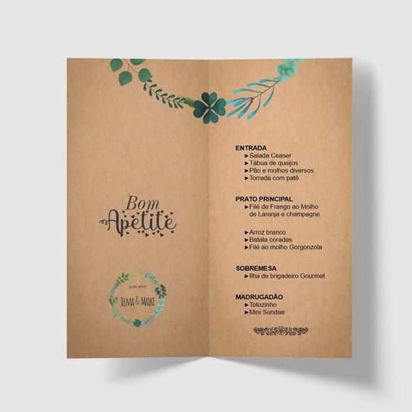 Cardápio / Menu Personalizado Casamento e Festas