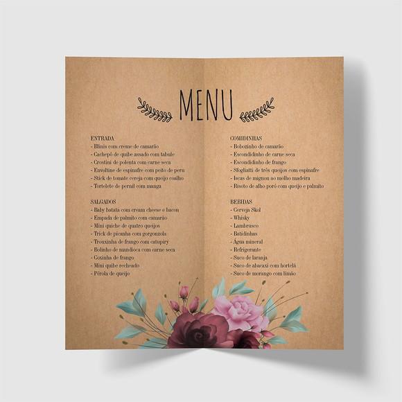 Cardápio / Menu Personalizado Casamento e Festas