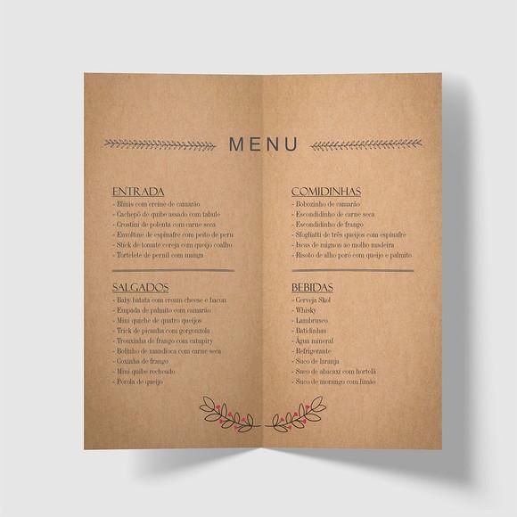 Cardápio / Menu Personalizado Casamento e Festas