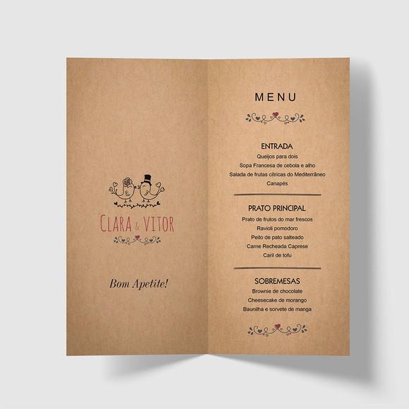 Cardápio / Menu Personalizado Casamento e Festas
