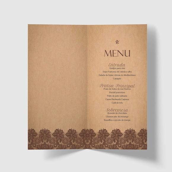 Cardápio / Menu Personalizado Casamento e Festas