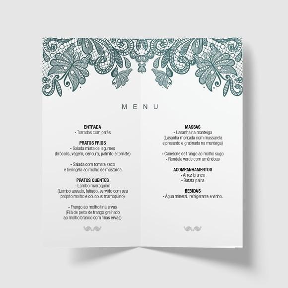 Cardápio / Menu Personalizado Casamento e Festas