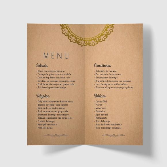 Cardápio / Menu Personalizado Casamento e Festas