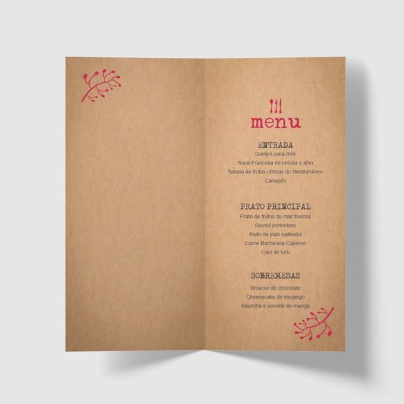 Cardápio / Menu Personalizado Casamento e Festas
