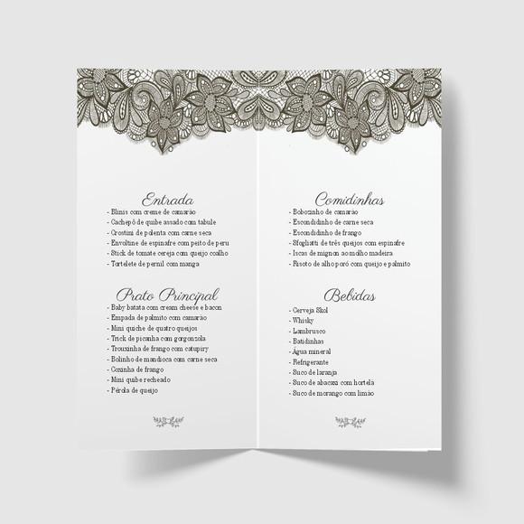 Cardápio / Menu Personalizado Casamento e Festas
