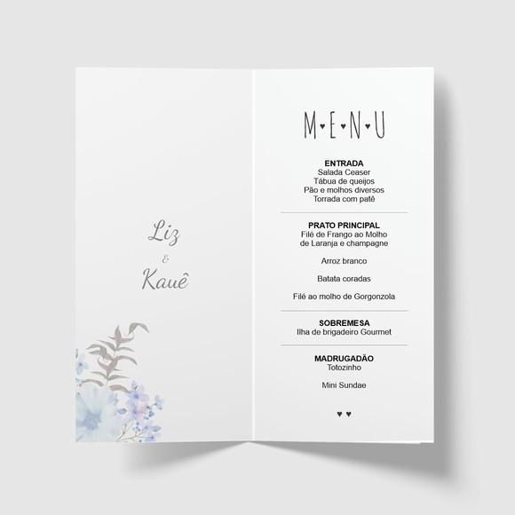 Cardápio / Menu Personalizado Casamento e Festas