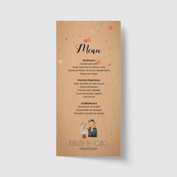 Cardápio / Menu personalizado casamento e festas 10cm x 21cm