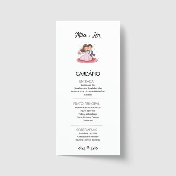 Cardápio / Menu personalizado casamento e festas 10cm x 21cm