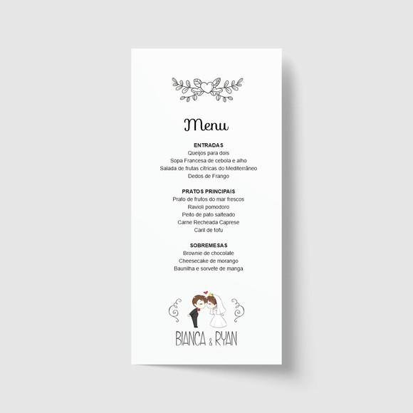 Cardápio / Menu personalizado casamento e festas 10cm x 21cm