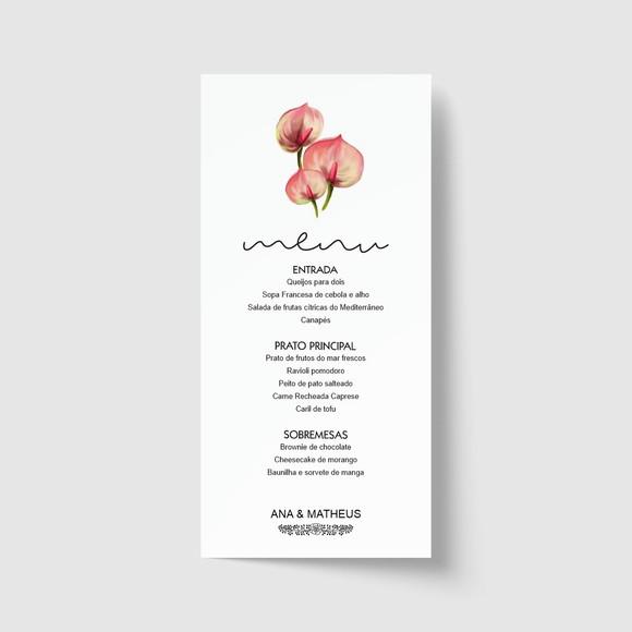 Cardápio / Menu personalizado casamento e festas 10cm x 21cm