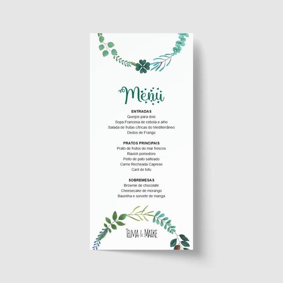 Cardápio / Menu personalizado casamento e festas 10cm x 21cm