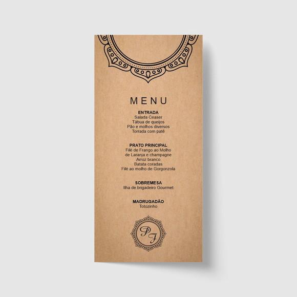 Cardápio / Menu personalizado casamento e festas 10cm x 21cm