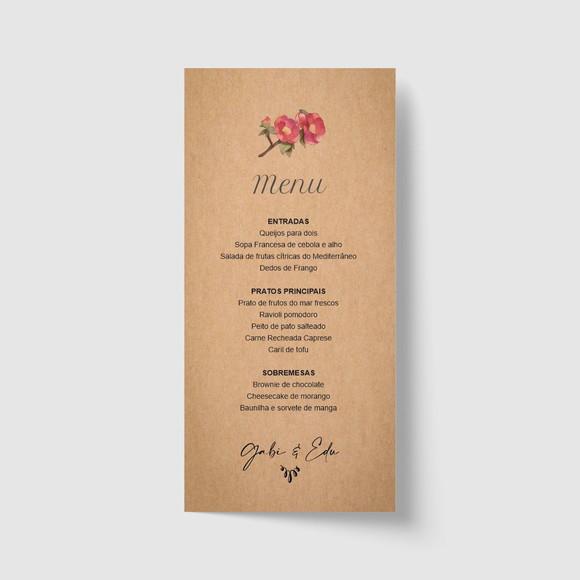 Cardápio / Menu personalizado casamento e festas 10cm x 21cm
