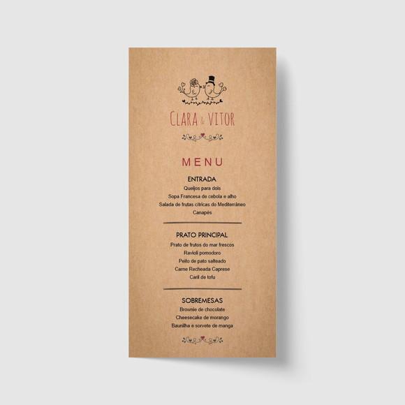 Cardápio / Menu personalizado casamento e festas 10cm x 21cm