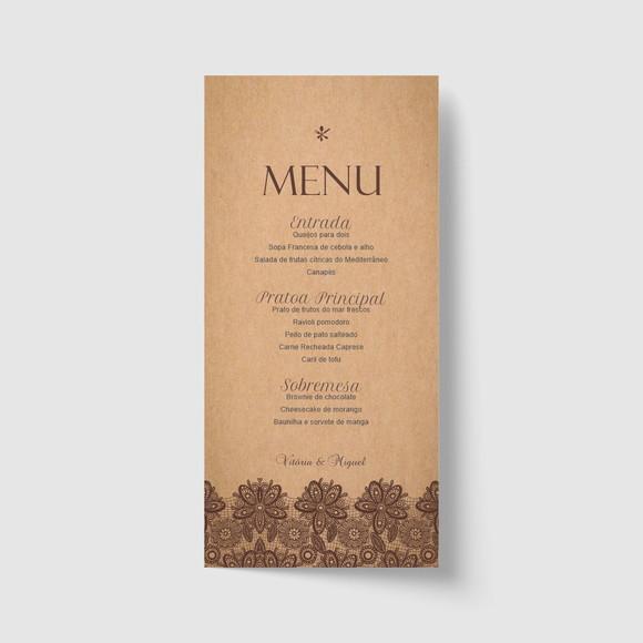 Cardápio / Menu personalizado casamento e festas 10cm x 21cm