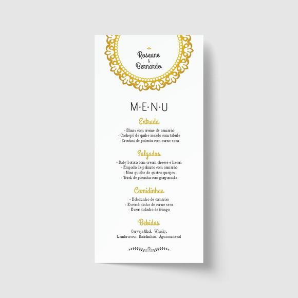 Cardápio / Menu personalizado casamento e festas 10cm x 21cm
