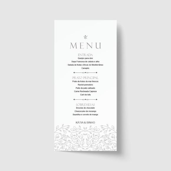 Cardápio / Menu personalizado casamento e festas 10cm x 21cm