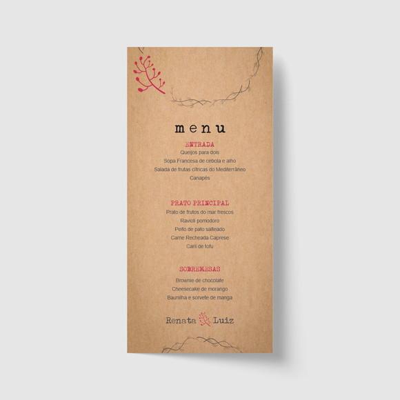 Cardápio / Menu personalizado casamento e festas 10cm x 21cm