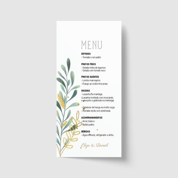 Cardápio / Menu personalizado casamento e festas 10cm x 21cm