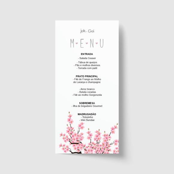 Cardápio / Menu personalizado casamento e festas 10cm x 21cm