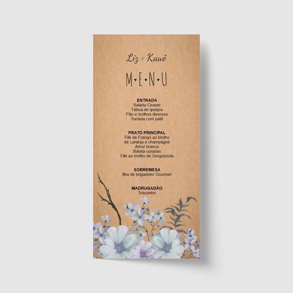 Cardápio / Menu personalizado casamento e festas 10cm x 21cm