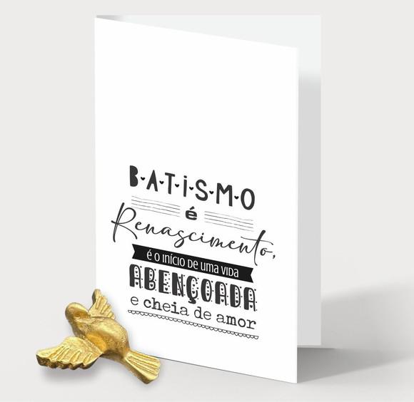 Cartão Batismo Person c/ Aplique Div. Espírito Santo Dourado