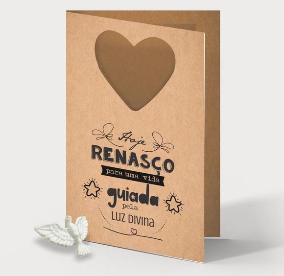 Cartão Batismo Person. c/ Aplique Divino Espírito Santo