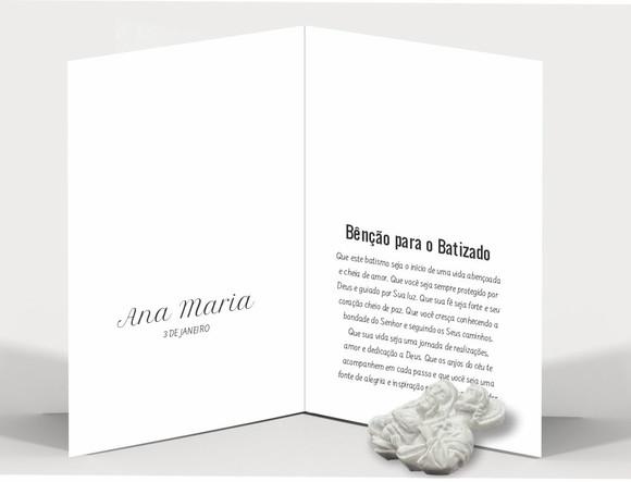 Cartão Batismo Person. c/ Aplique Imagem Sagrada Família
