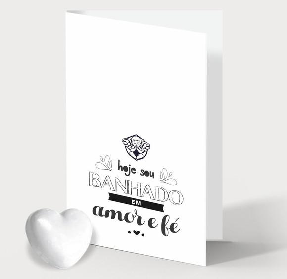 Cartão Batismo Personalizado c/ Aplique Sabonete Coração.