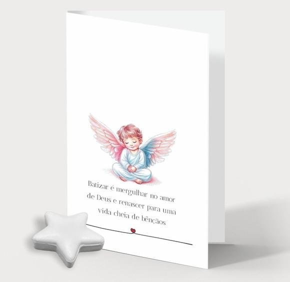 Cartão Batismo Personalizado c/ Aplique Sabonete Estrela