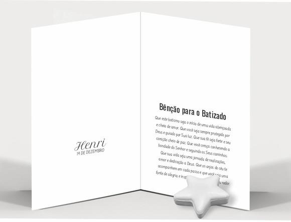 Cartão Batismo Personalizado c/ Aplique Sabonete Estrela