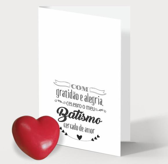 Cartão Batizado Personalizado c/ Aplique Sabonete Coração