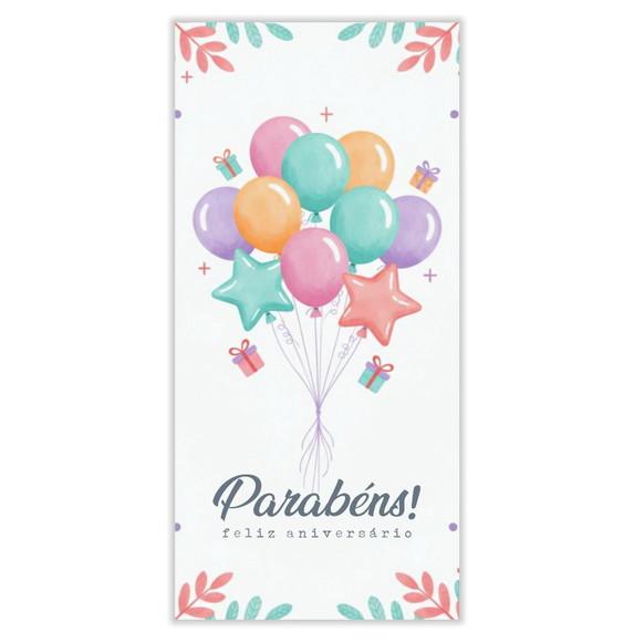 Cartão de Aniversário Personalizado. 10x21cm. Pct. c/ 12un