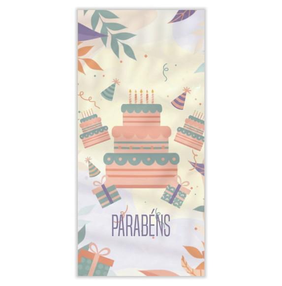 Cartão de Aniversário Personalizado. 10x21cm. Pct. c/ 12un