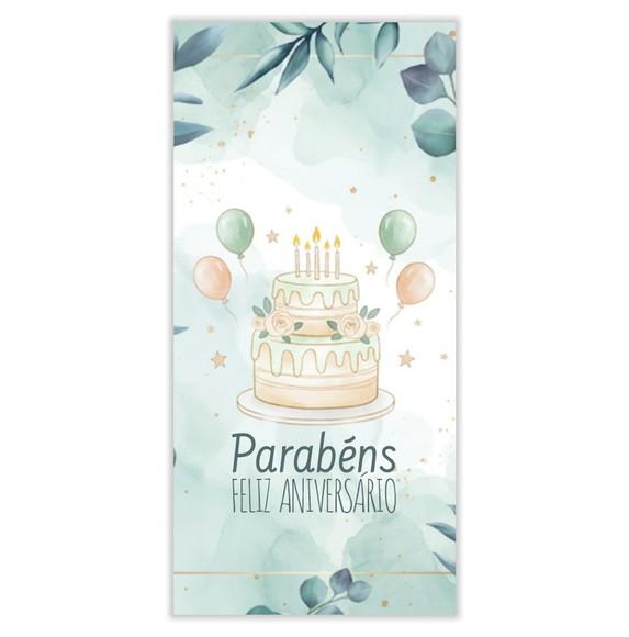 Cartão de Aniversário Personalizado. 10x21cm. Pct. c/ 12un