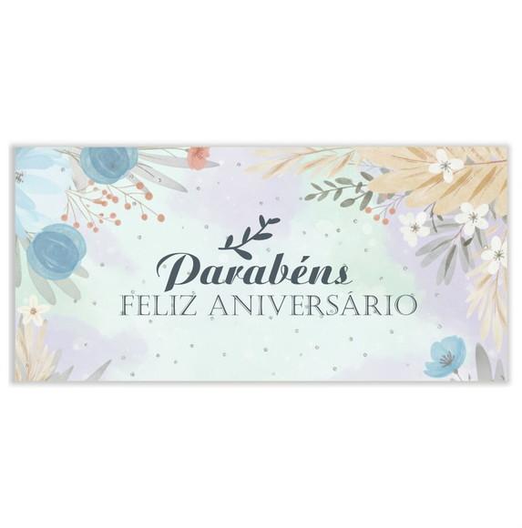 Cartão de Aniversário Personalizado. 10x21cm. Pct. c/ 12un