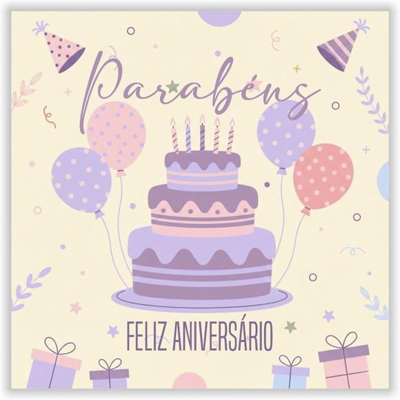 Cartão de Aniversário Personalizado. 15x15cm. Pct. c/ 12un